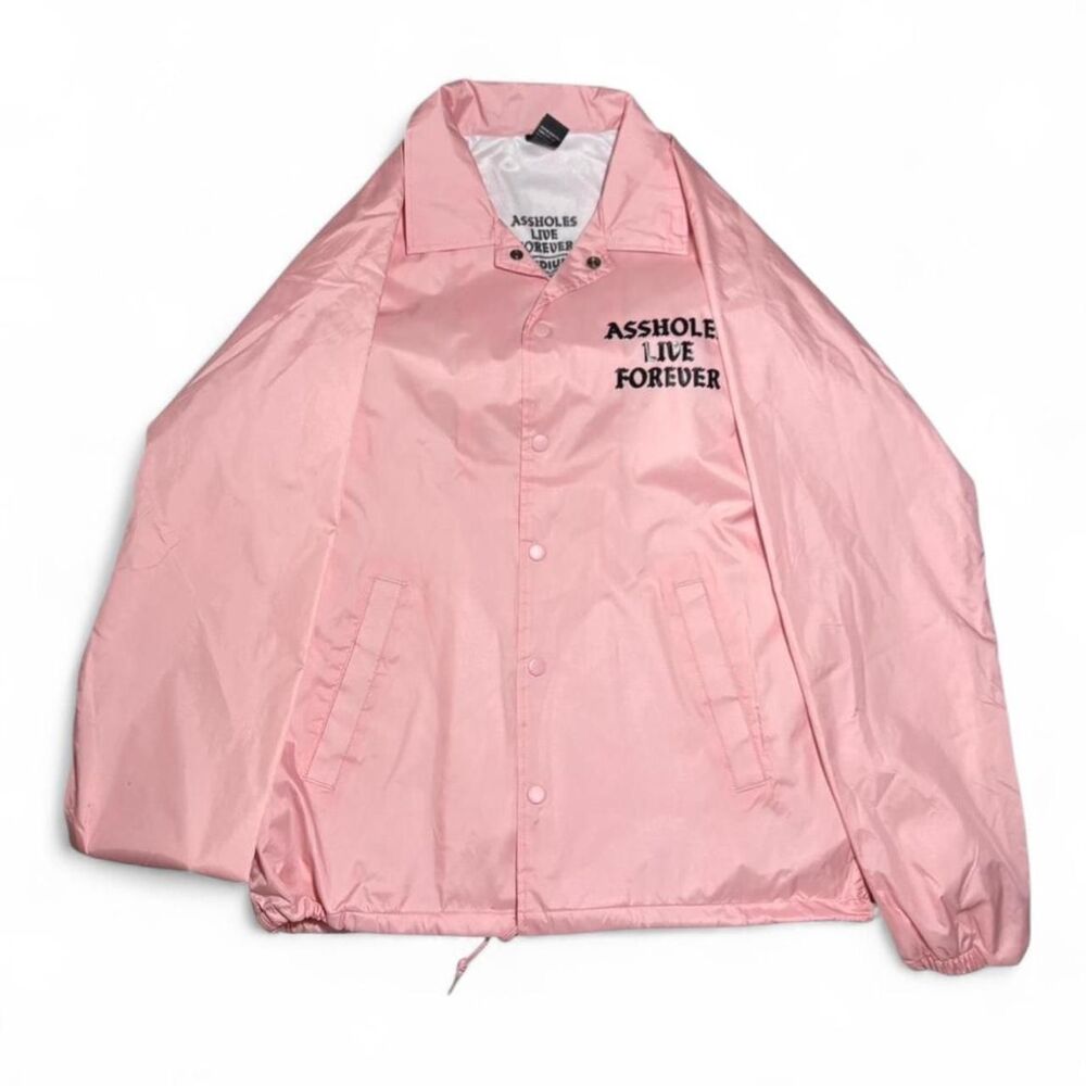 Assoles Live Forever Pink Jacket Medium Streetwear Snap Button Windbreaker